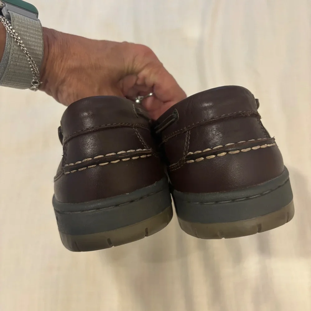 LL Bean Mens Leather Boat Shoes Brown Loafers 11 M